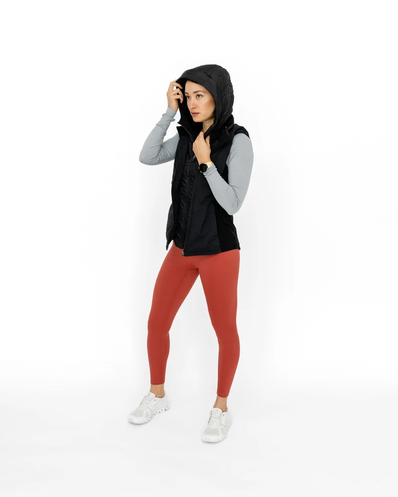 Double Zip Light Puffer Weste (mit abnehmbarer Kapuze)