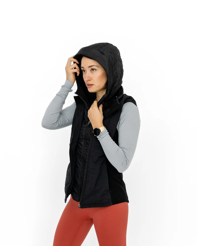 Double Zip Light Puffer Weste (mit abnehmbarer Kapuze)