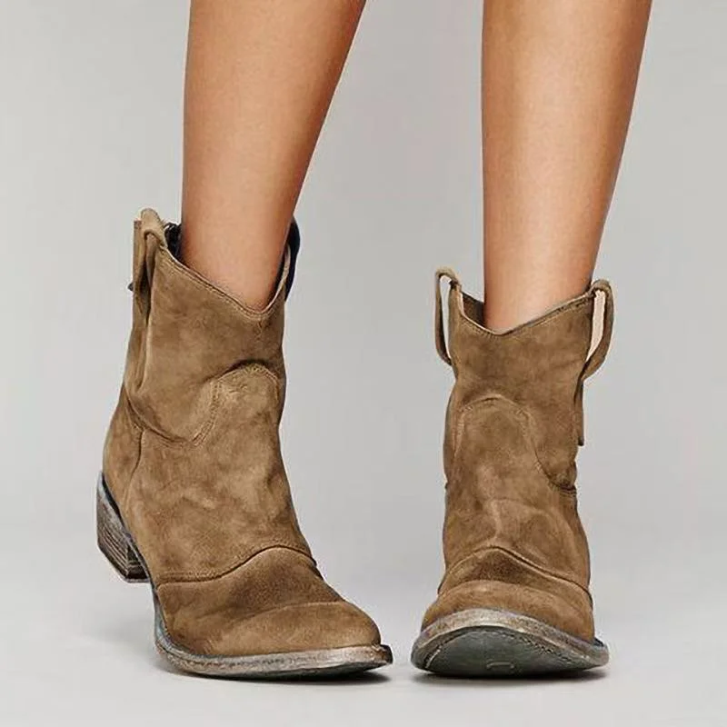 Damen Cowboy Boots mit Blockabsatz und Seitenschlaufen