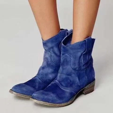 Damen Cowboy Boots mit Blockabsatz und Seitenschlaufen