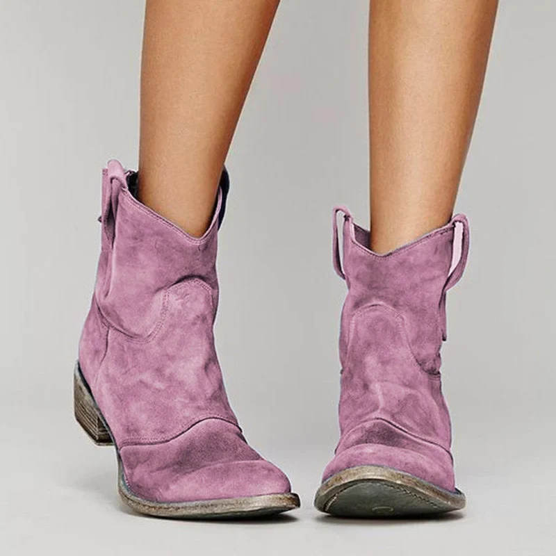 Damen Cowboy Boots mit Blockabsatz und Seitenschlaufen