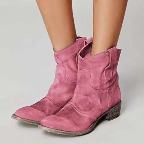 Damen Cowboy Boots mit Blockabsatz und Seitenschlaufen