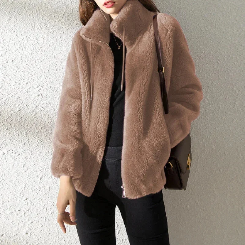 Damen Fleecejacke mit Stehkragen und Reißverschluss