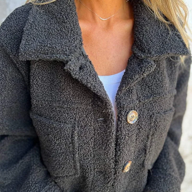 Damen Fleecejacke mit Knopfverschluss und Brusttaschen