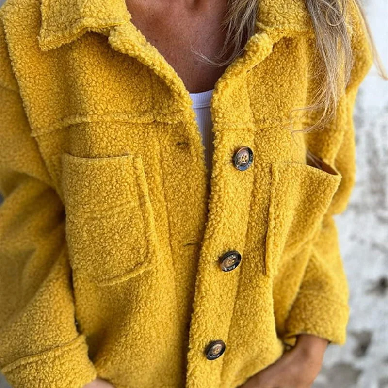 Damen Fleecejacke mit Knopfverschluss und Brusttaschen