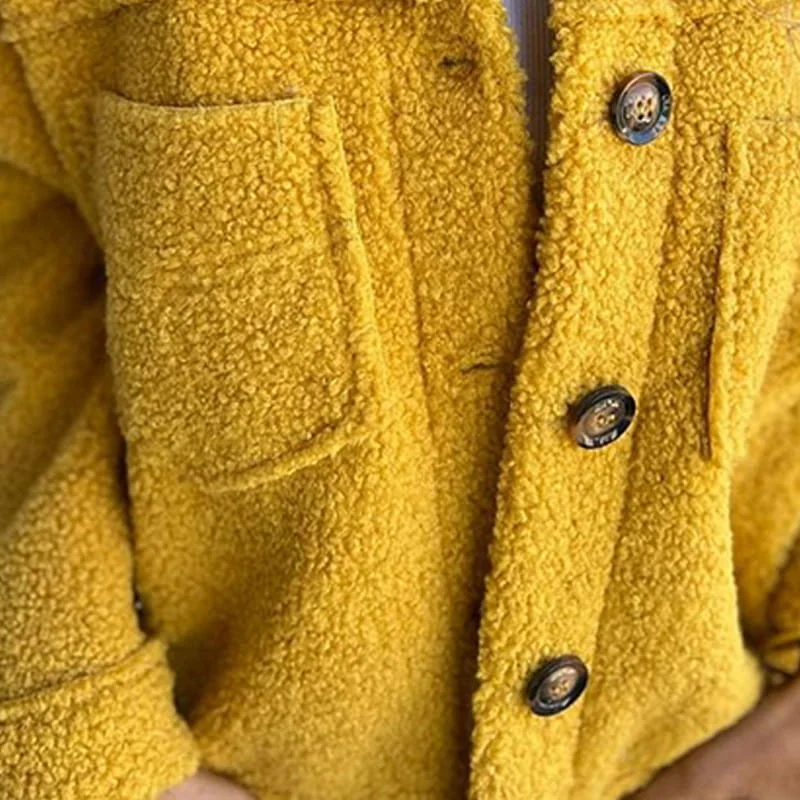 Damen Fleecejacke mit Knopfverschluss und Brusttaschen