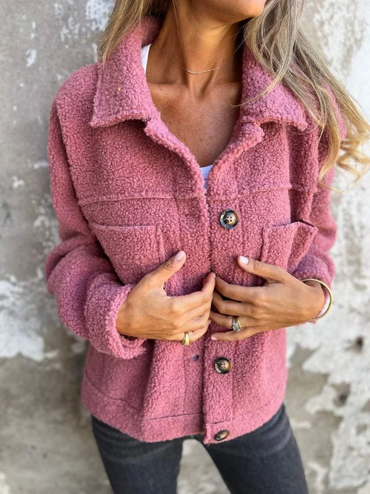 Damen Fleecejacke mit Knopfverschluss und Brusttaschen
