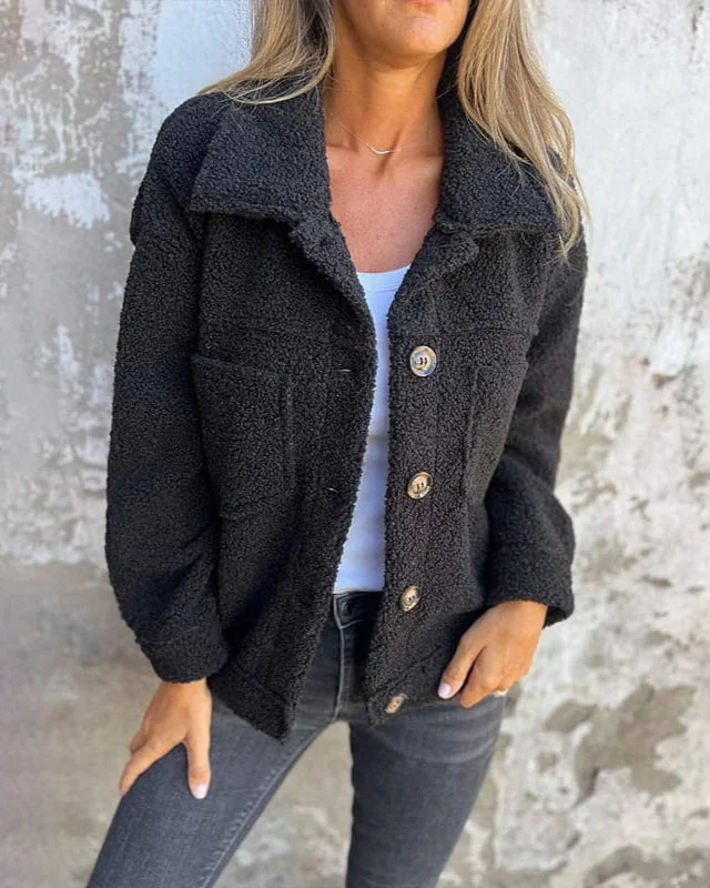 Damen Fleecejacke mit Knopfverschluss und Brusttaschen