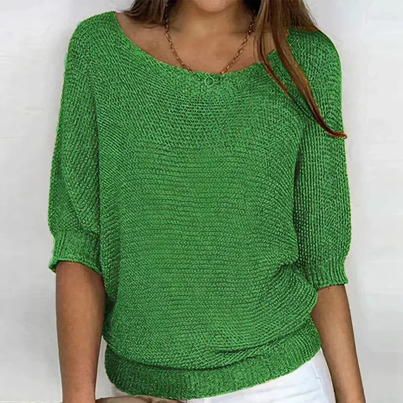 Damen 3/4 Arm Pullover mit Rundhalsausschnitt