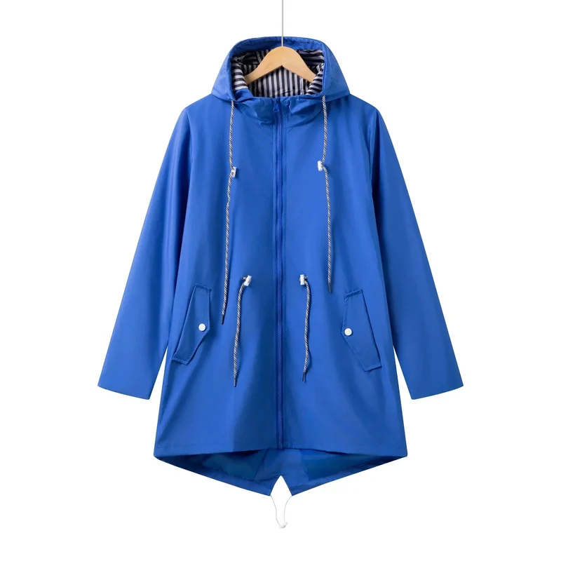 Damen Regenjacke mit Reißverschluss und Kordelzug