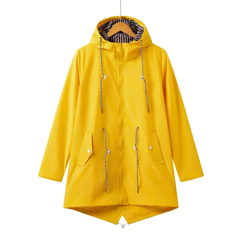 Damen Regenjacke mit Reißverschluss und Kordelzug