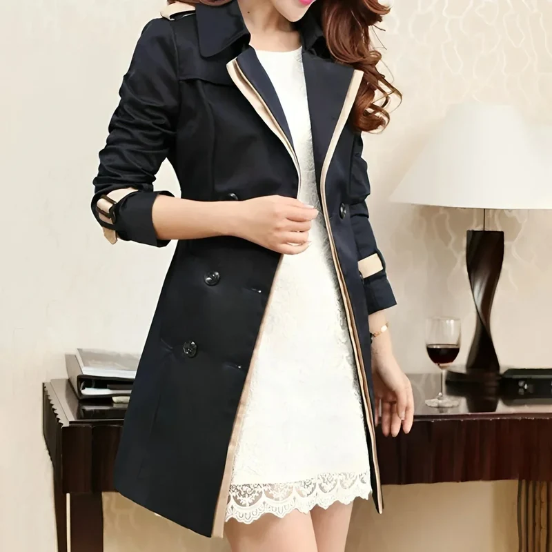 Damen Trenchcoat mit Gürtel und stilvollen Details