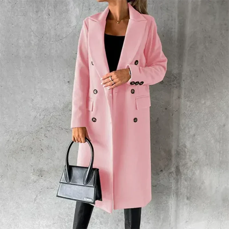 Langer Damen Wintermantel mit Knopfleiste