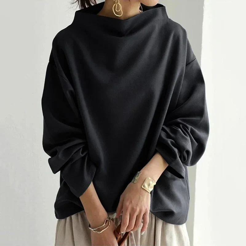 Damen Oversized Hoodie mit Stehkragen und weiten Ärmeln