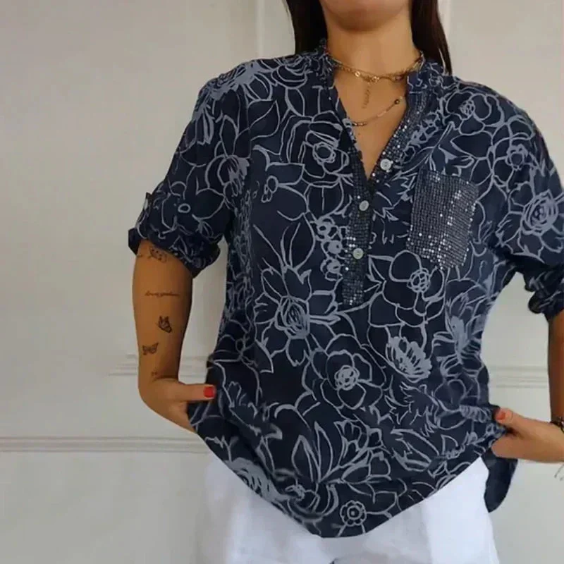 Lässige Damenbluse mit floralem Muster