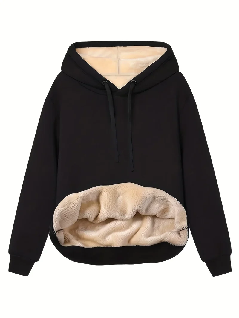 Damen Hoodie mit Fleece-Innenfutter und hohem Kragen
