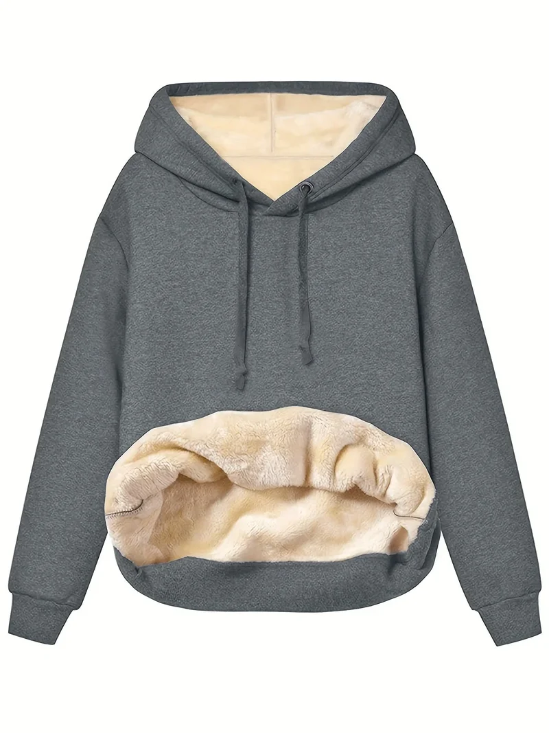Damen Hoodie mit Fleece-Innenfutter und hohem Kragen