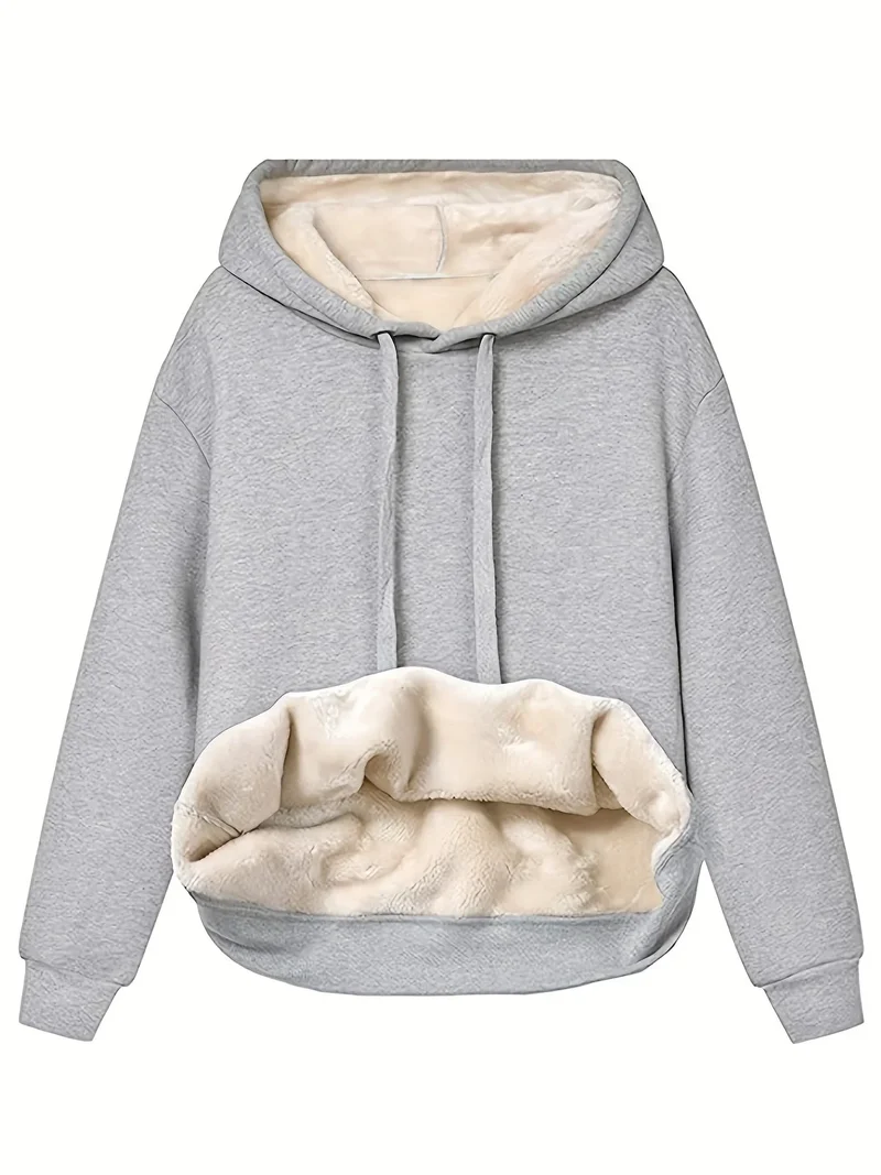Damen Hoodie mit Fleece-Innenfutter und hohem Kragen