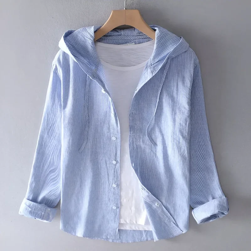 Damen Zip Hoodie mit Kapuze und leichtem Streifenmuster