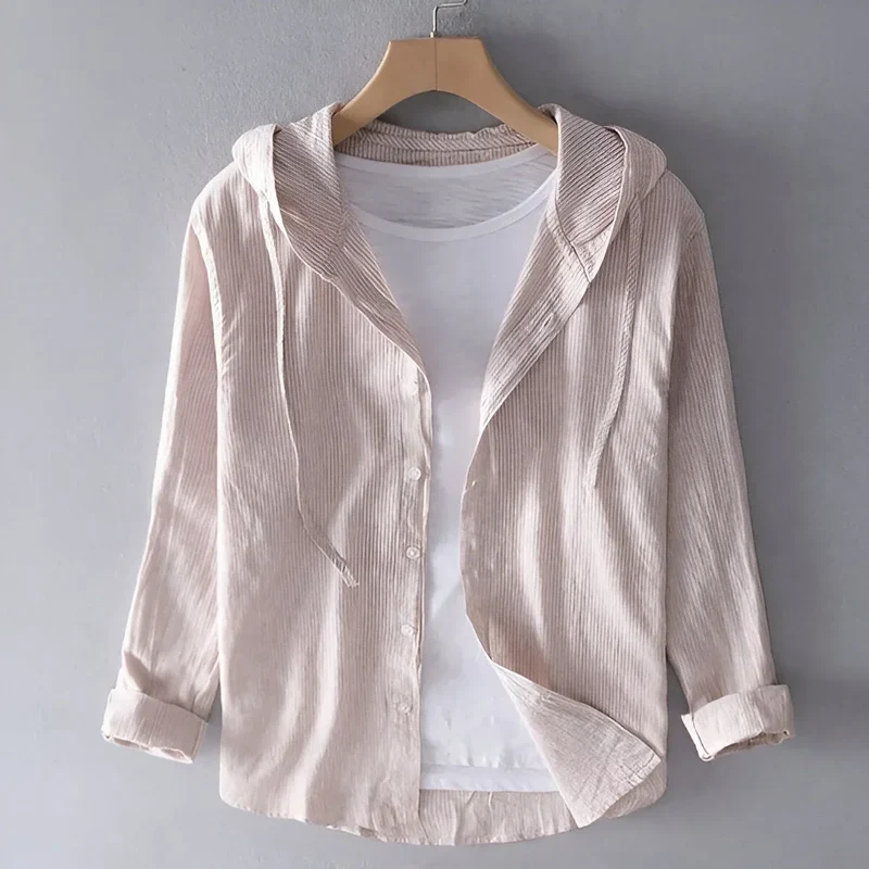 Damen Zip Hoodie mit Kapuze und leichtem Streifenmuster