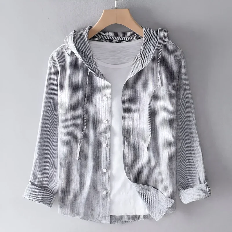 Damen Zip Hoodie mit Kapuze und leichtem Streifenmuster
