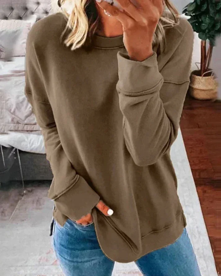Lässiger Damenpullover mit Rundhalsausschnitt