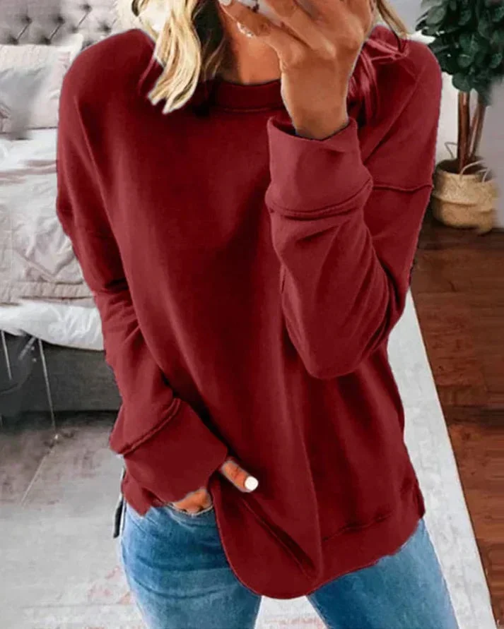 Lässiger Damenpullover mit Rundhalsausschnitt