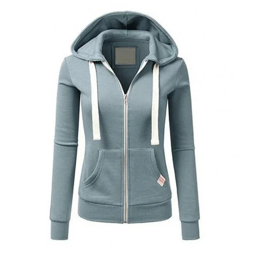 Damen Zip Hoodie mit Reißverschluss und Kapuze