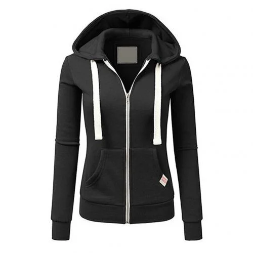 Damen Zip Hoodie mit Reißverschluss und Kapuze