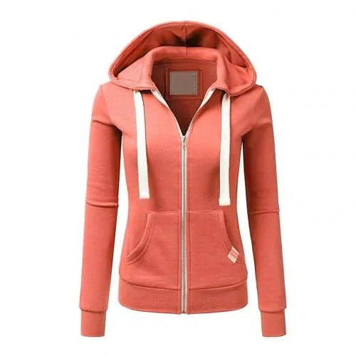 Damen Zip Hoodie mit Reißverschluss und Kapuze