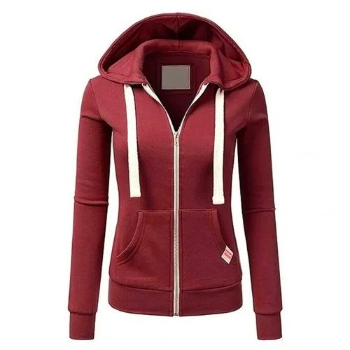 Damen Zip Hoodie mit Reißverschluss und Kapuze