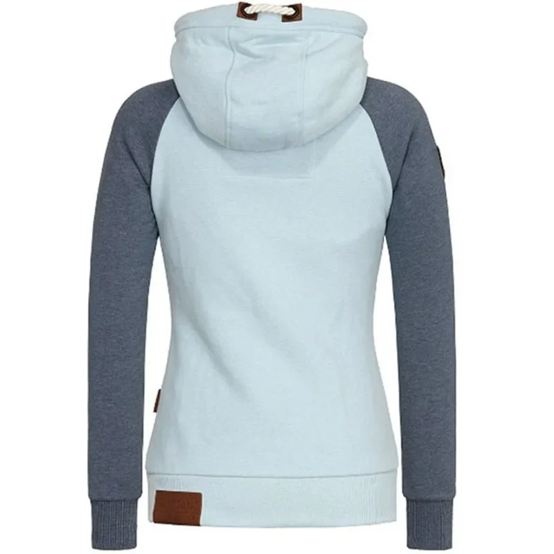 Damen Zip Hoodie mit Kapuze und braunen Details