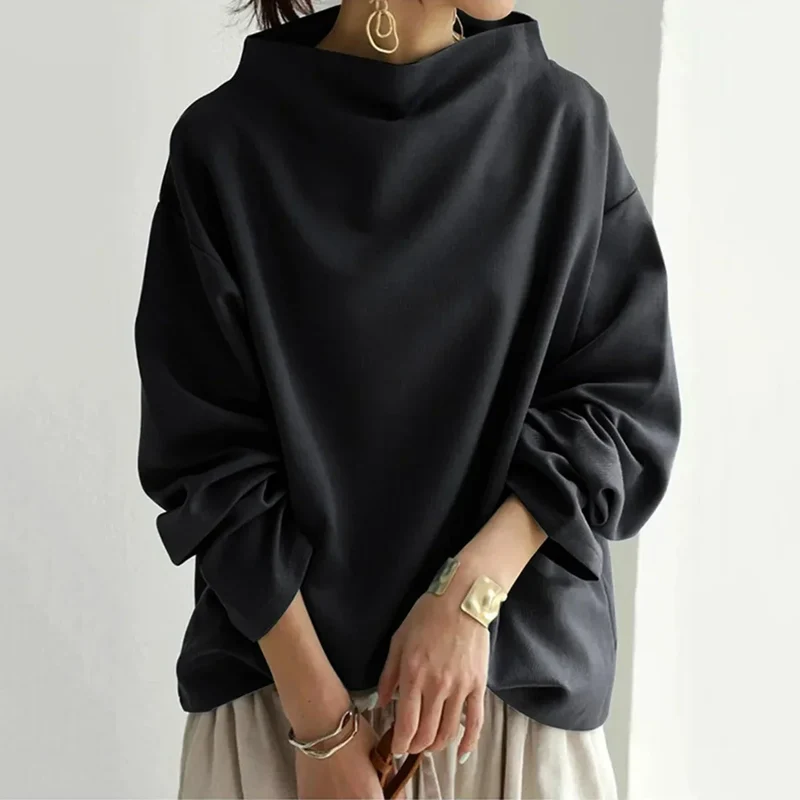 Damen Oversize Rollkragenpullover Schwarz