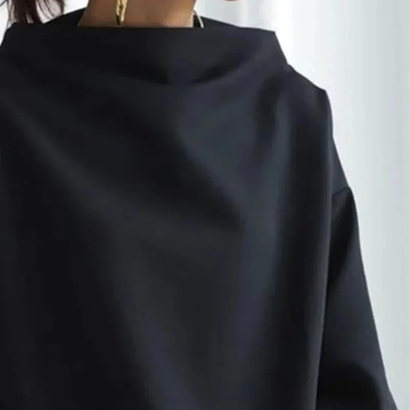 Damen Oversize Rollkragenpullover Schwarz