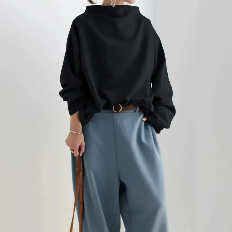 Damen Oversize Rollkragenpullover Schwarz