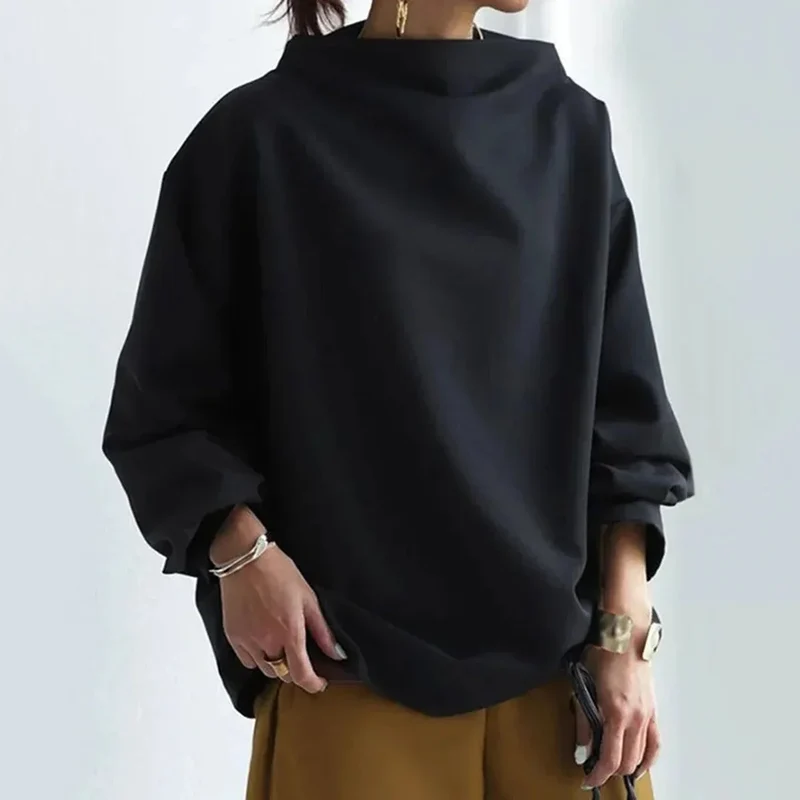 Damen Oversize Rollkragenpullover Schwarz