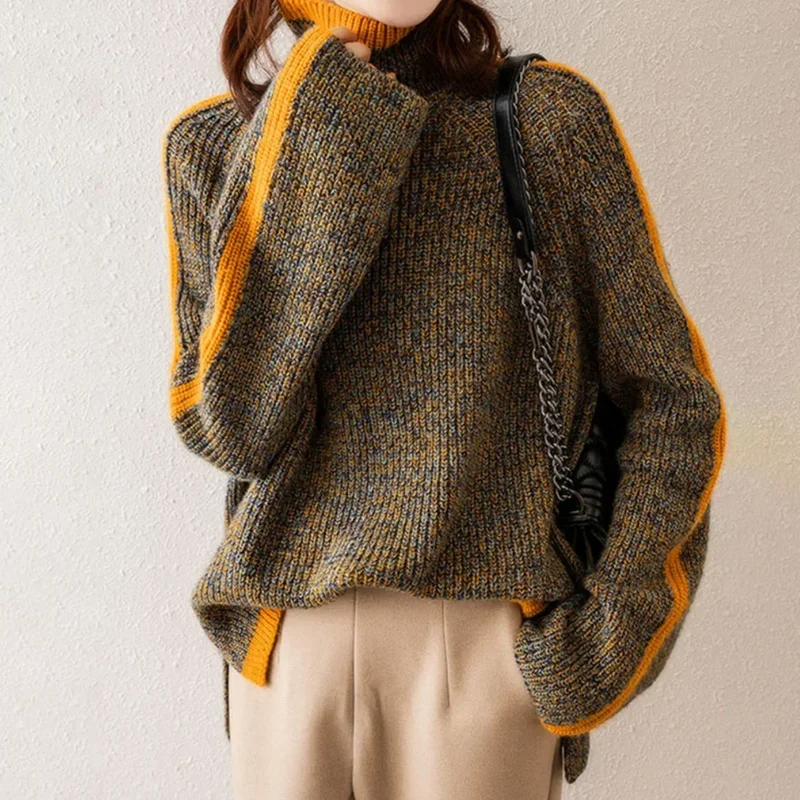 Damen Strickpullover mit Rollkragen und Oversize-Design