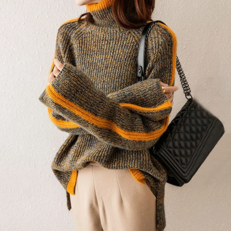 Damen Strickpullover mit Rollkragen und Oversize-Design