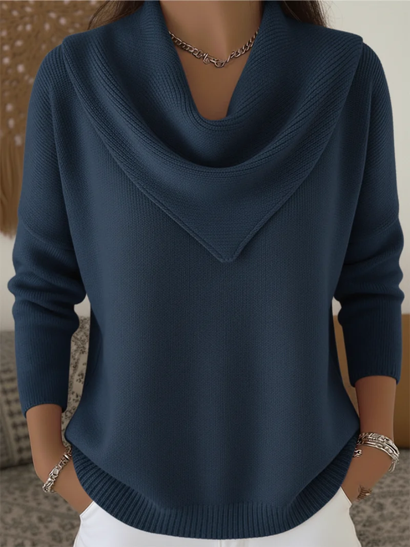 Tavelin - Soft-Touch-Pullover mit Wasserfallkragen