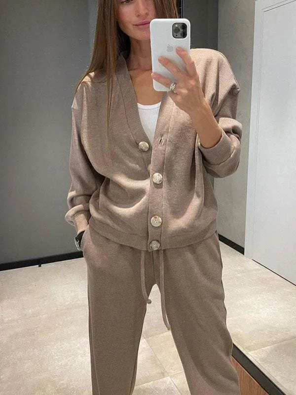 Sorya - Softtouch-Strick-Set aus Cardigan und Hose