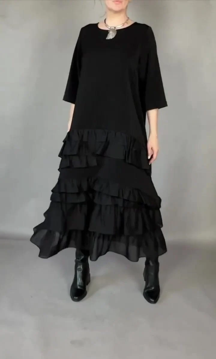 Elena - Soft-Touch Stufen-Maxikleid