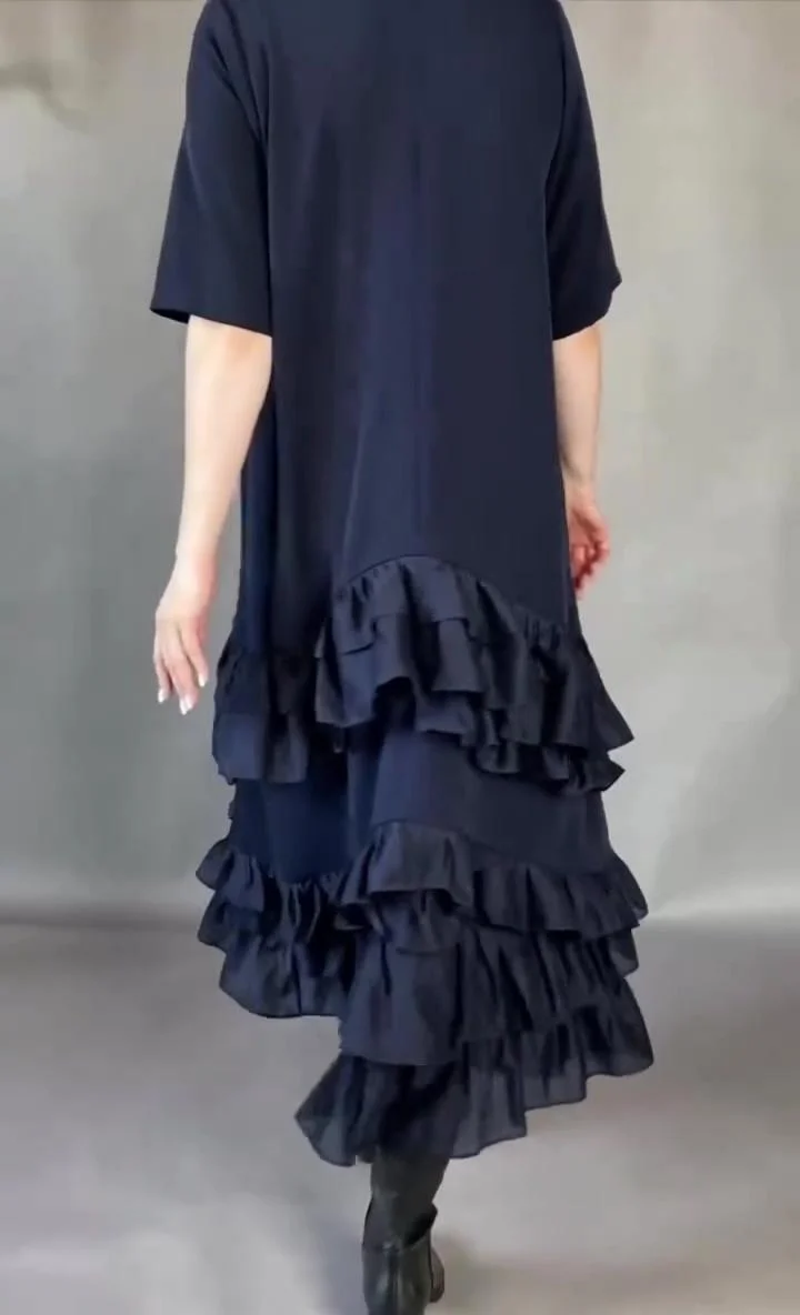 Elena - Soft-Touch Stufen-Maxikleid