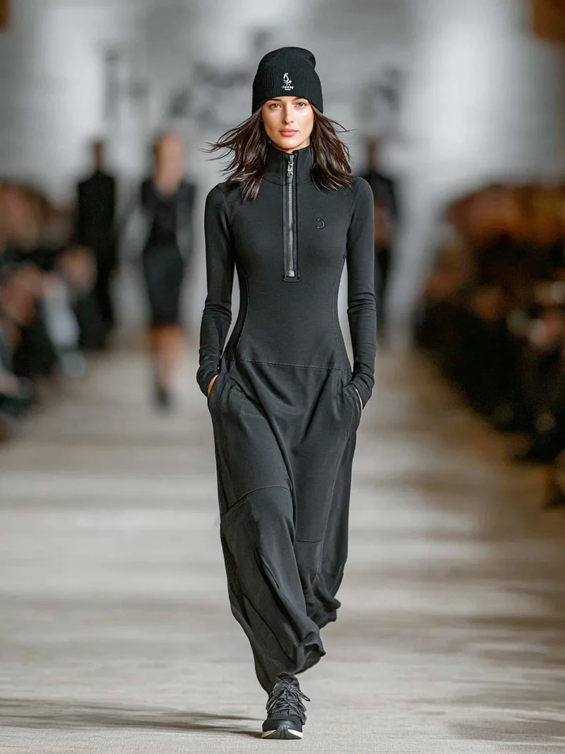 Elise - Soft-Touch-Maxikleid mit Stehkragen und Reißverschluss