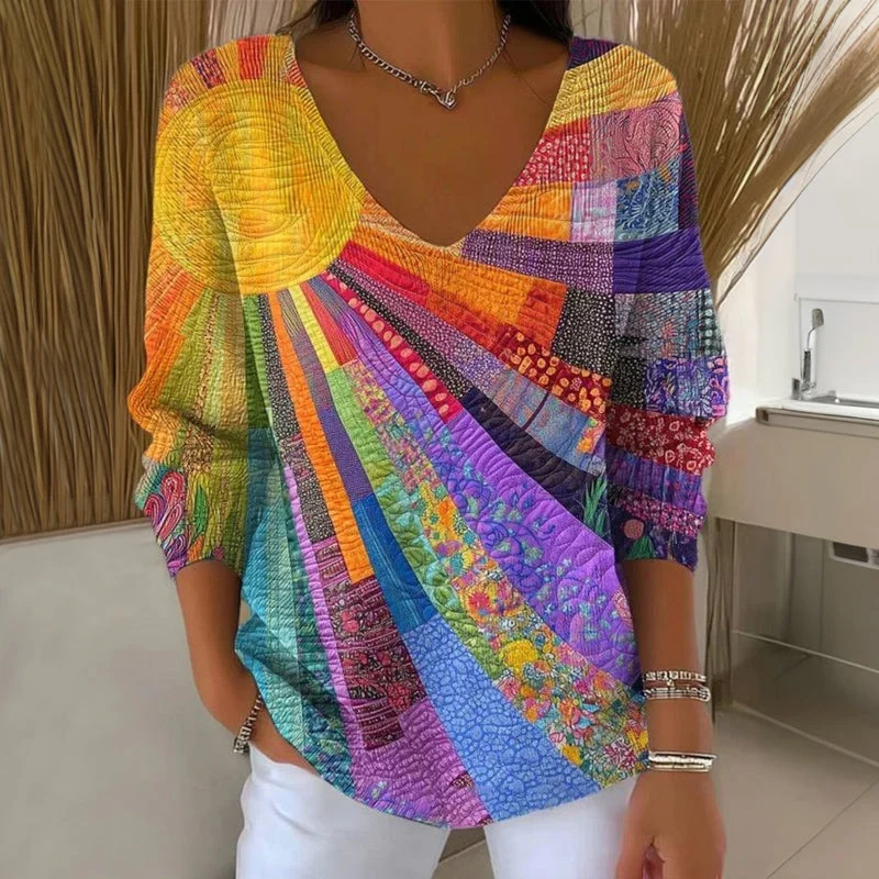 Sophie - Soft-Touch-Langarmshirt mit V-Ausschnitt