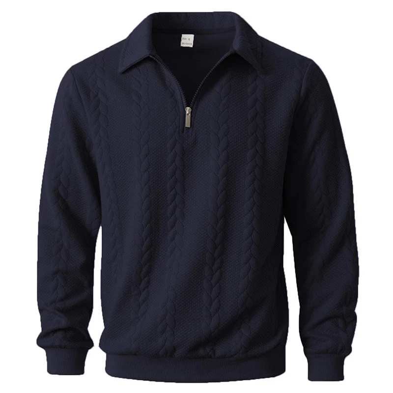 Ethan - Texturiertes Poloshirt mit 1/4-Reißverschluss