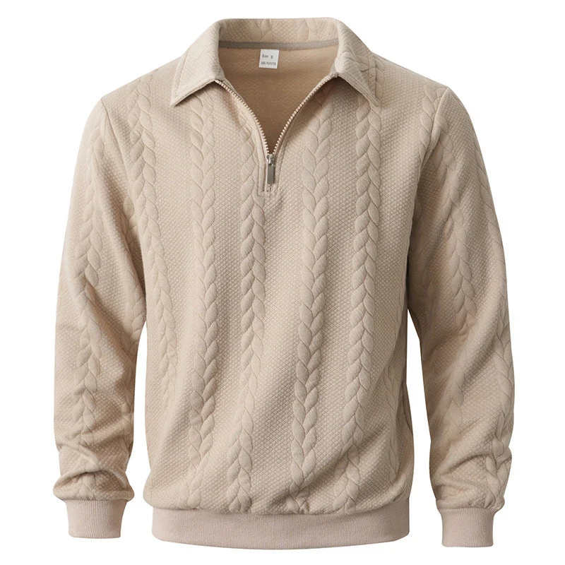 Ethan - Texturiertes Poloshirt mit 1/4-Reißverschluss