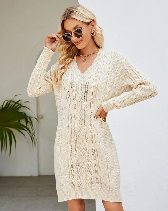 Matilda | Damen Strickkleid Midi mit Spitze
