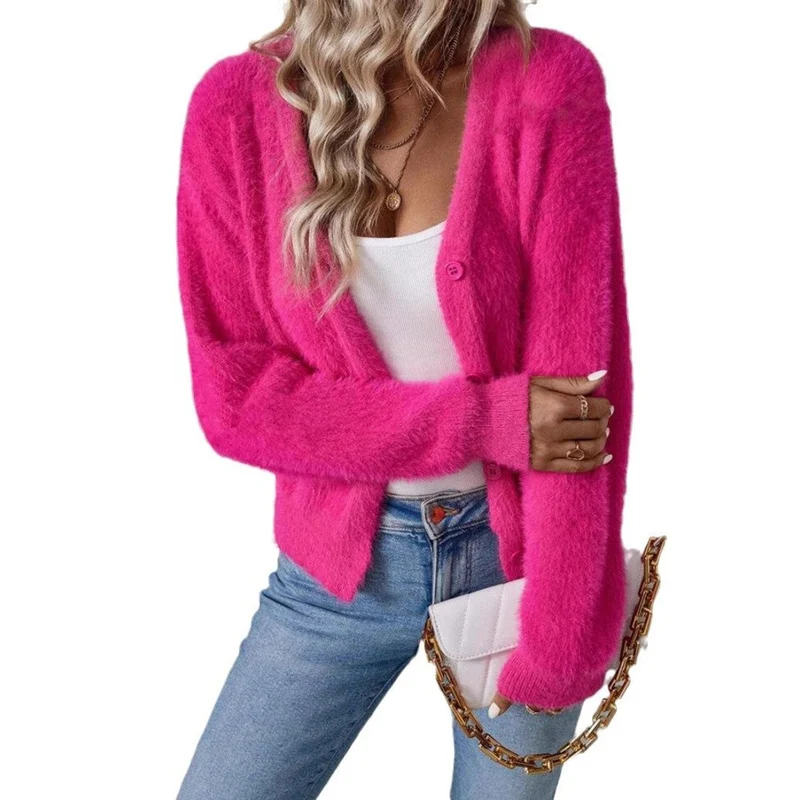 Luisa | Damen Flauschiger Langpullover mit V-Ausschnitt