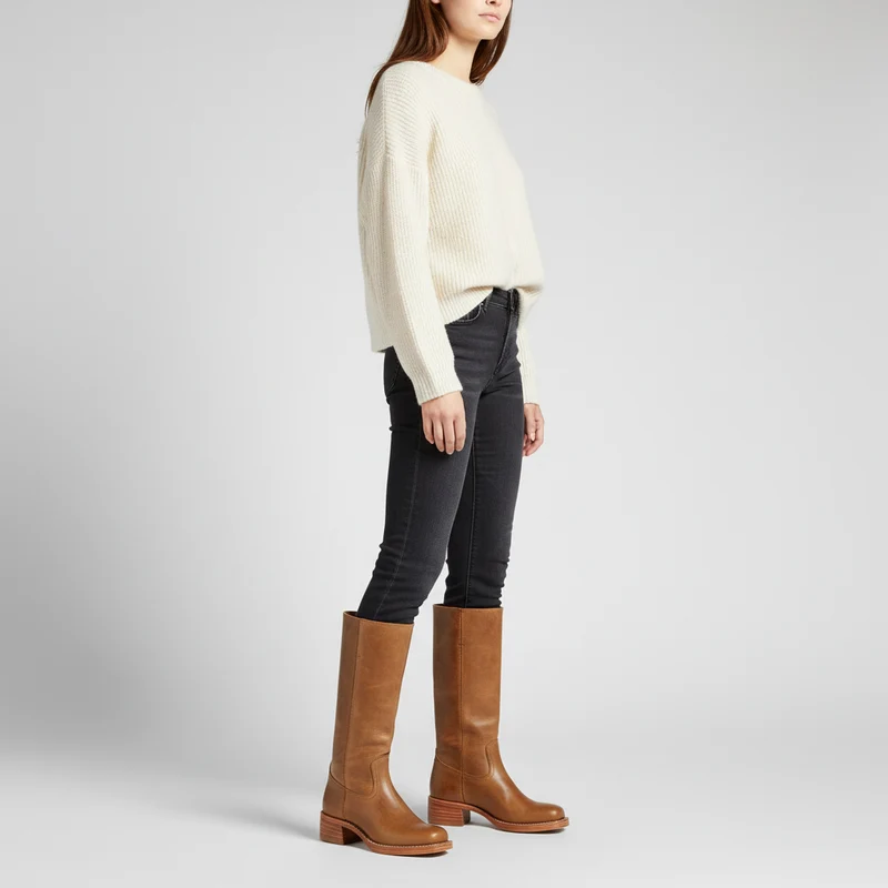 Luisa | Klassische Damen Hochschaft Lederstiefel zum Herbst