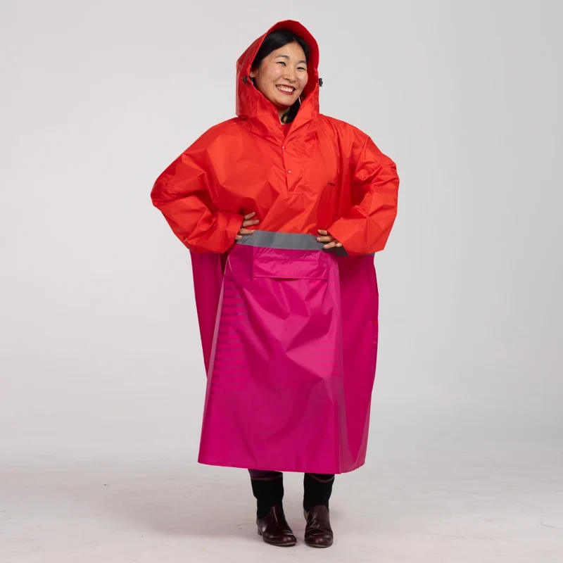 Großer Regenponcho mit Ärmeln (mit reflektierendem Streifen)